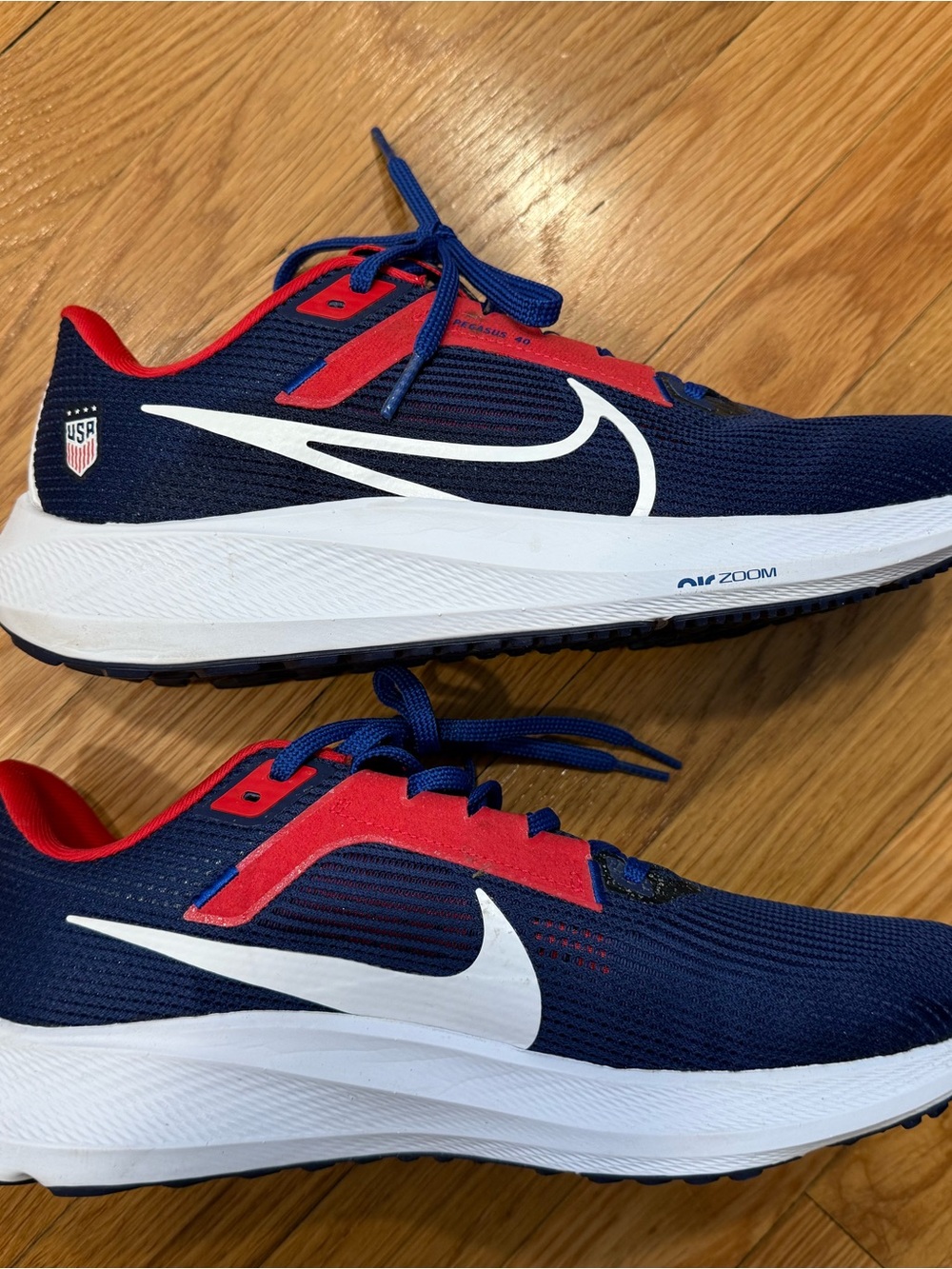 USA SOCCER NIKE Men’s Running Pegasus 40 Shoes - Navy/Red/White Size 9.5